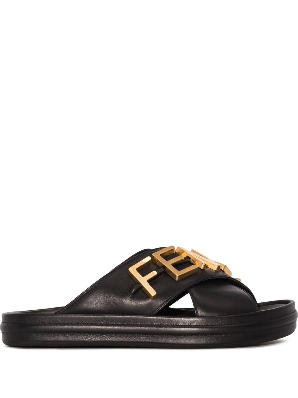 Fendi - Logo-plaque Leather Slides