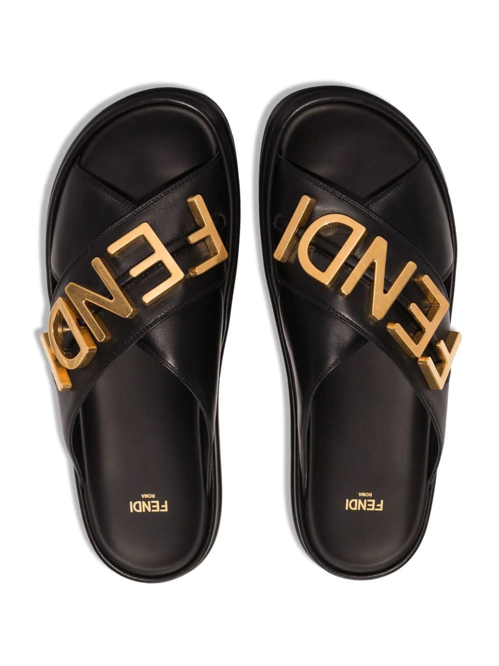 Fendi - Logo-plaque Leather Slides