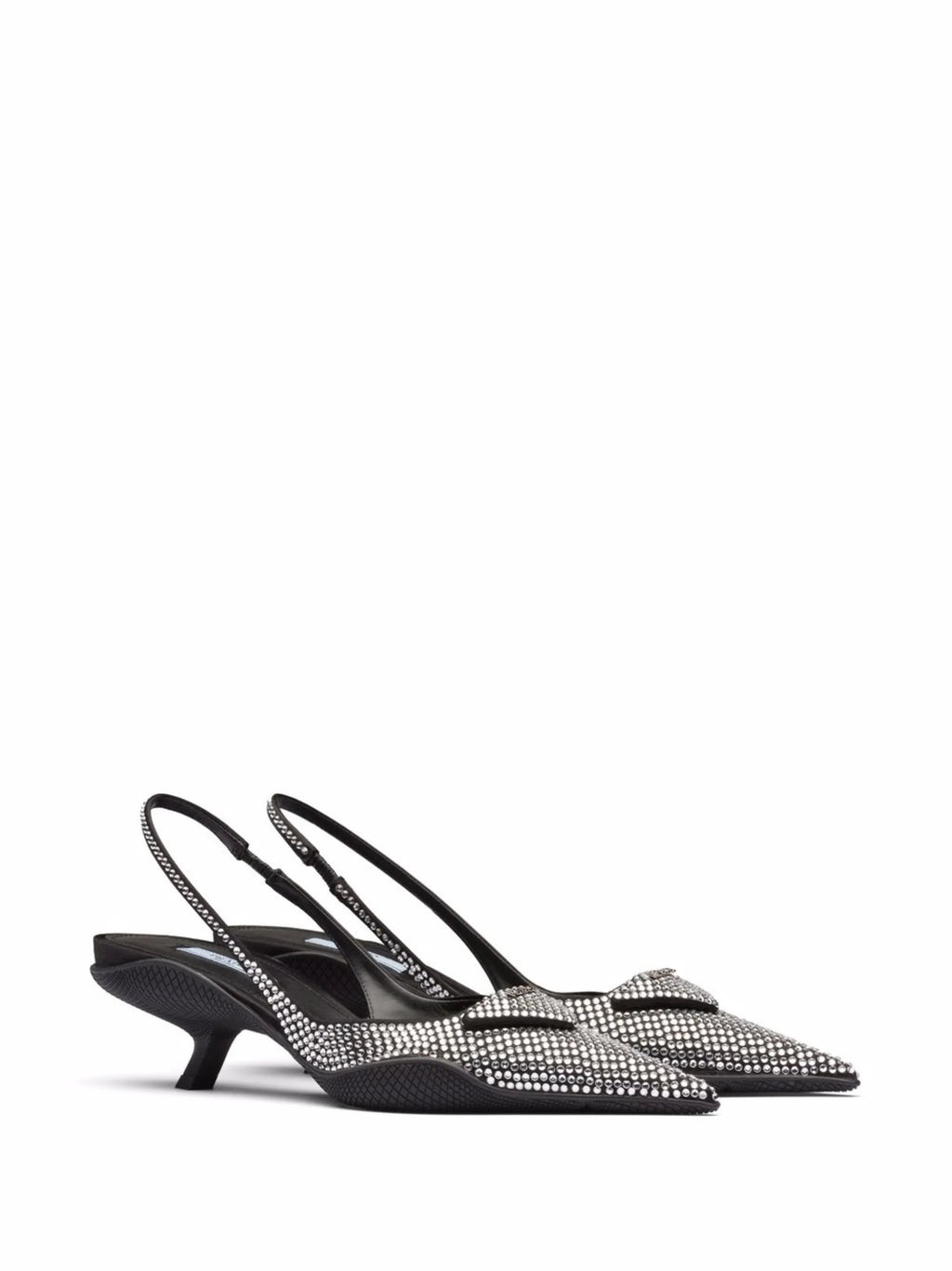 Prada - Crystal-embellished Satin Slingback Pumps