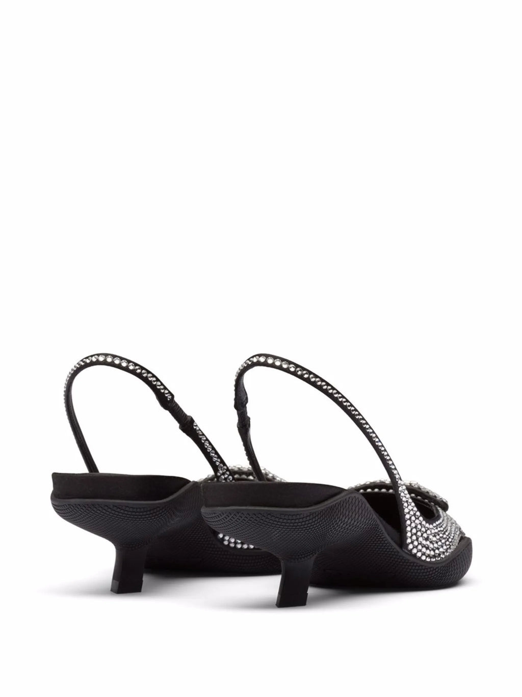 Prada - Crystal-embellished Satin Slingback Pumps