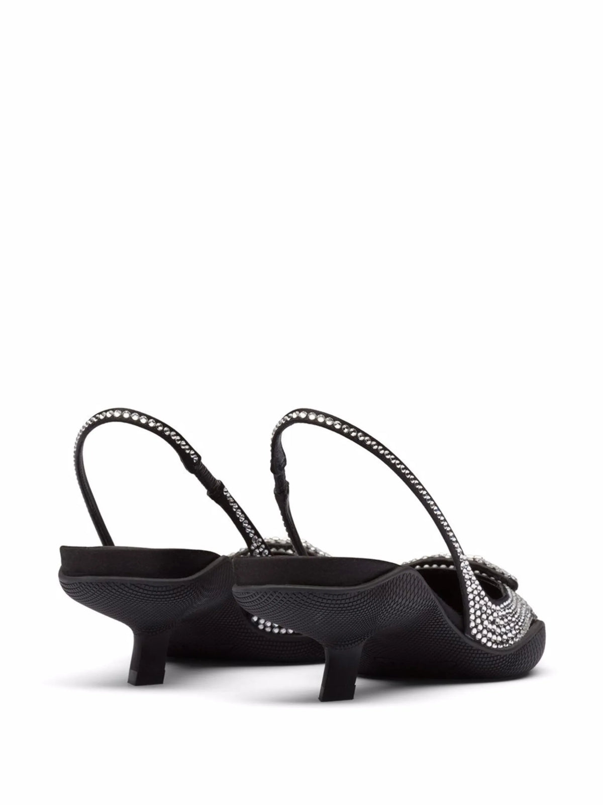 Prada - Crystal-embellished Satin Slingback Pumps