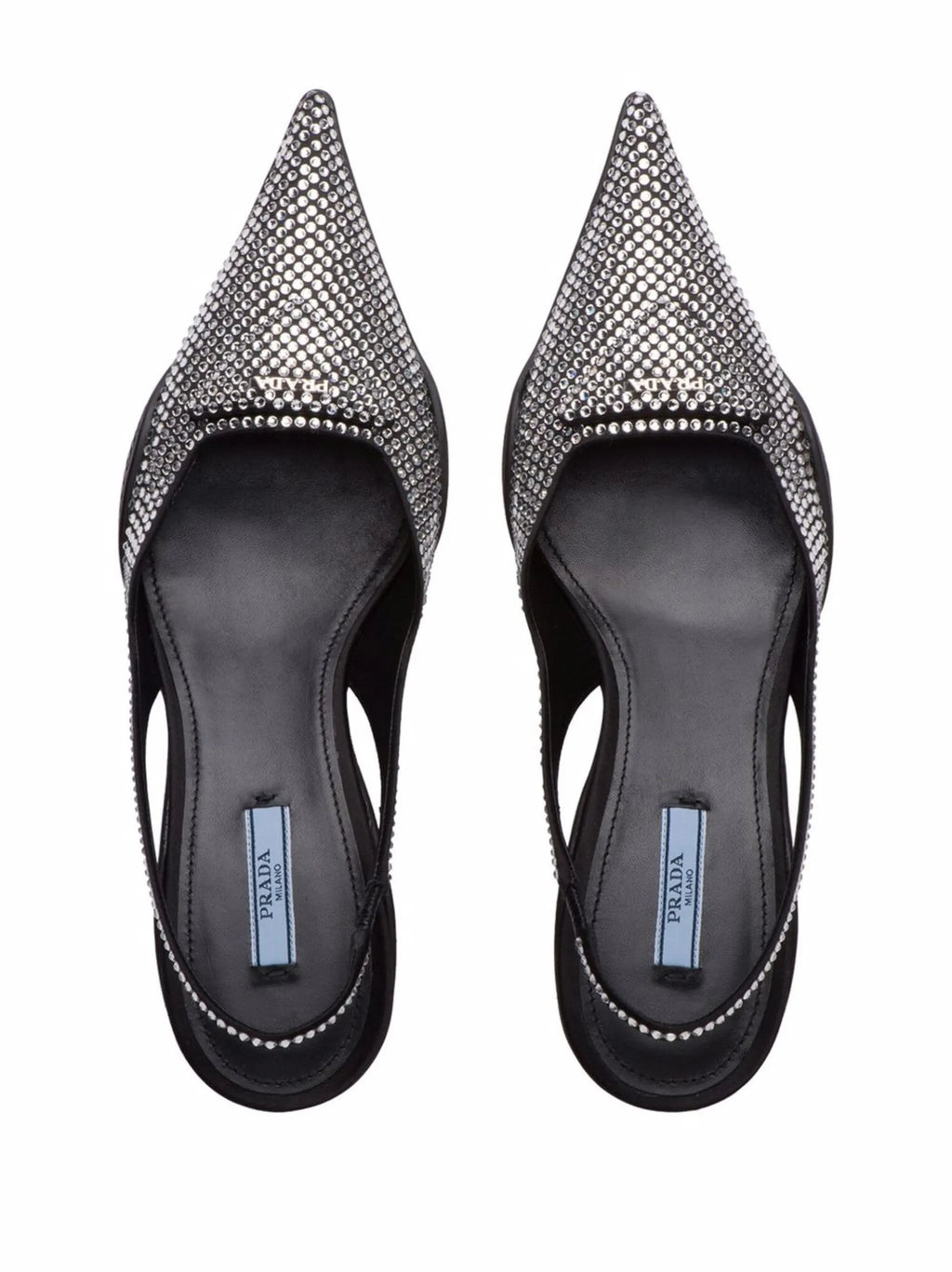 Prada - Crystal-embellished Satin Slingback Pumps