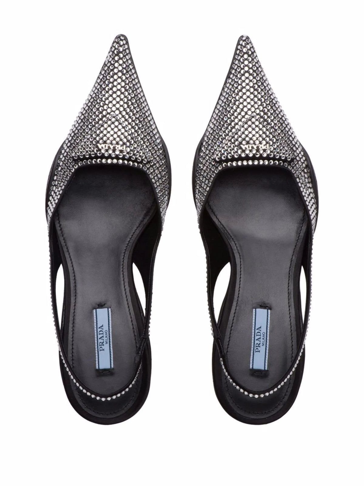 Prada - Crystal-embellished Satin Slingback Pumps