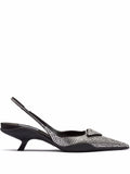 Prada - Crystal-embellished Satin Slingback Pumps