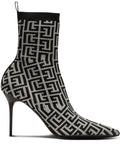 Balmain - Skye Monogram Knit Ankle Boots