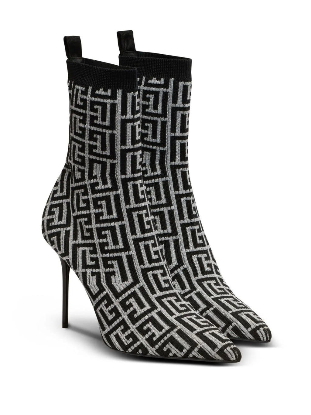 Balmain - Skye Monogram Knit Ankle Boots