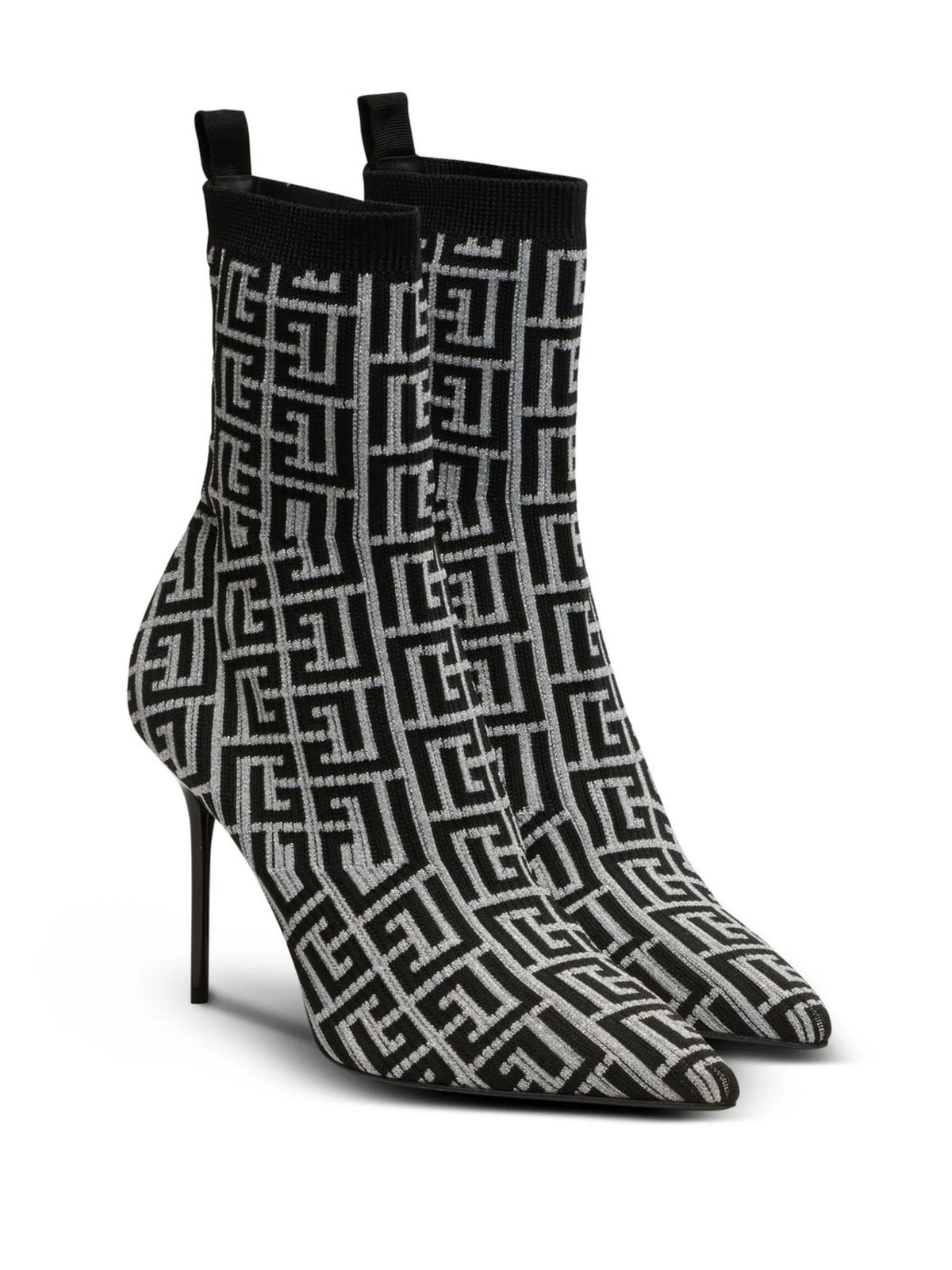 Balmain - Skye Monogram Knit Ankle Boots