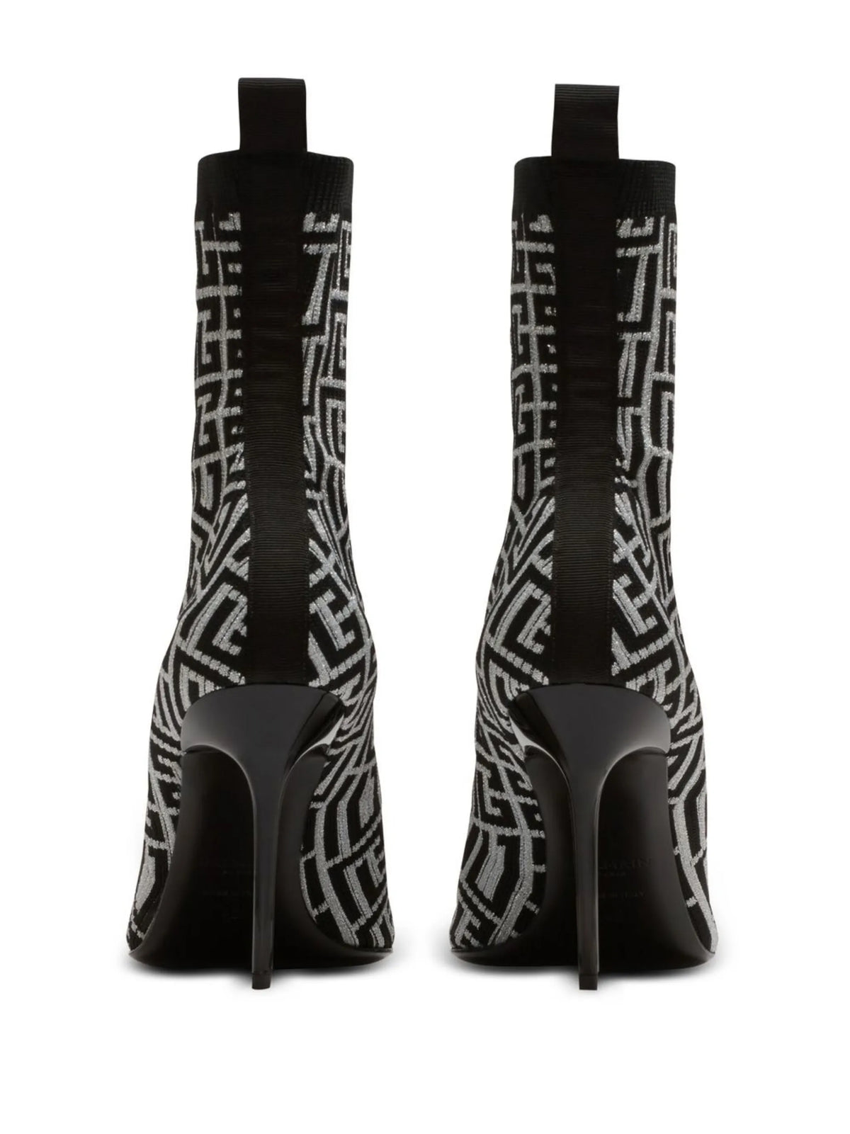 Balmain - Skye Monogram Knit Ankle Boots