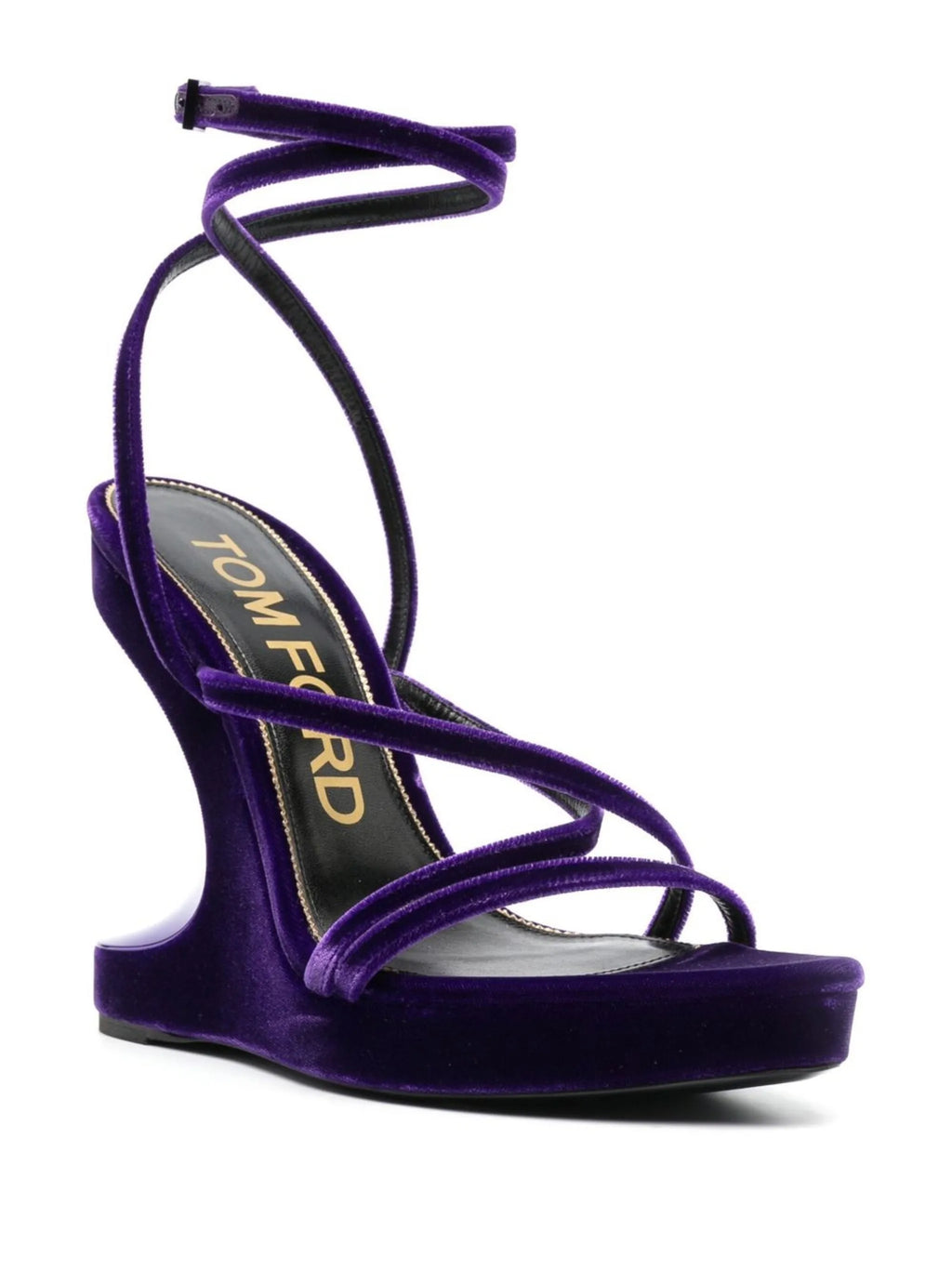 Tom Ford - 130mm Wedge Velvet Sandals
