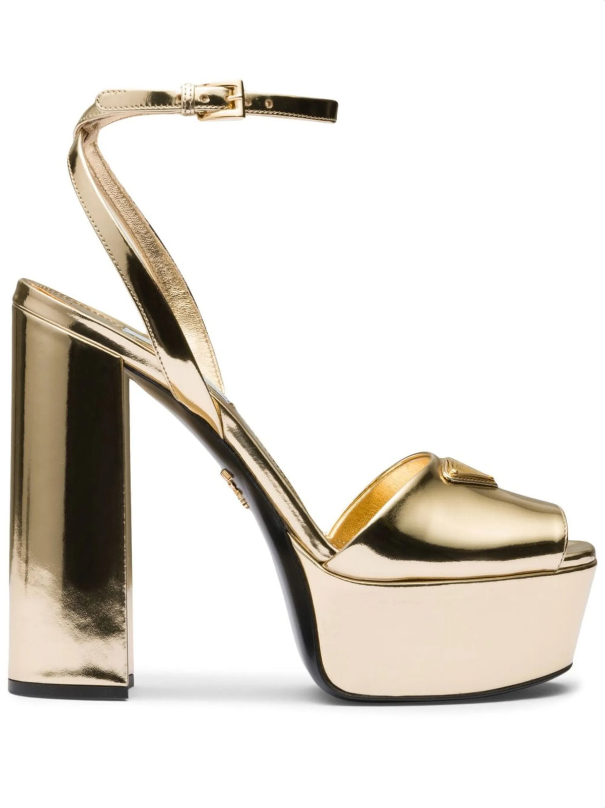 Prada - Gold Tone Plateau Platform Sandals