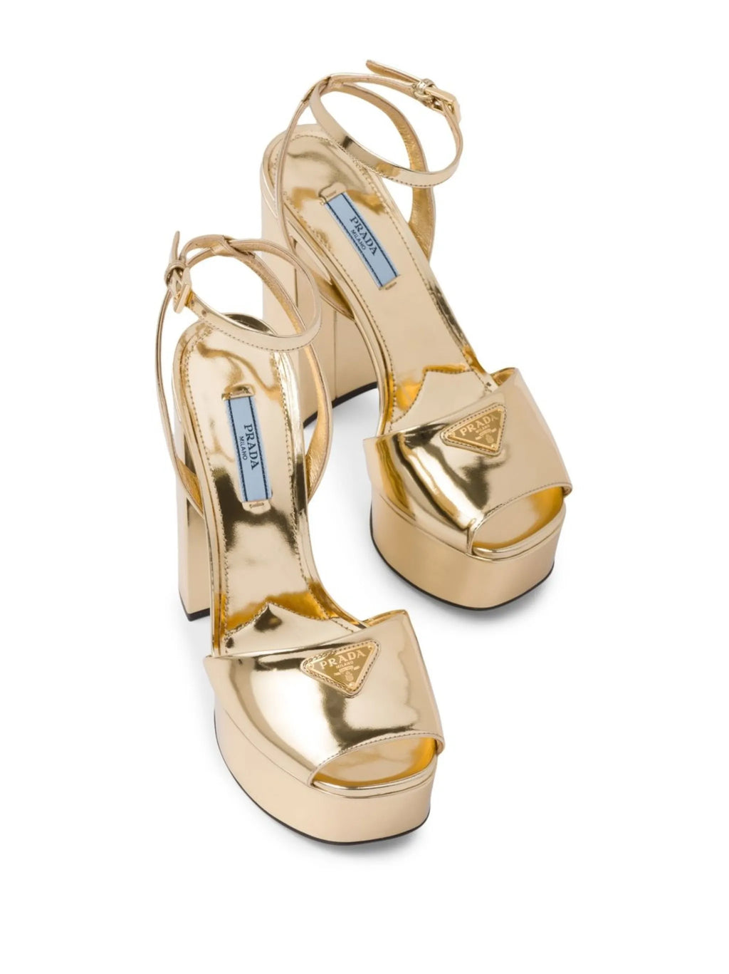 Prada - Gold Tone Plateau Platform Sandals