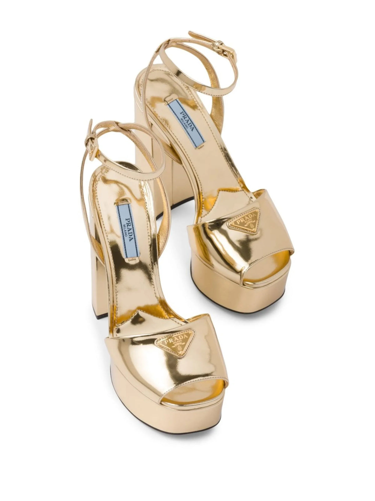 Prada - Gold Tone Plateau Platform Sandals