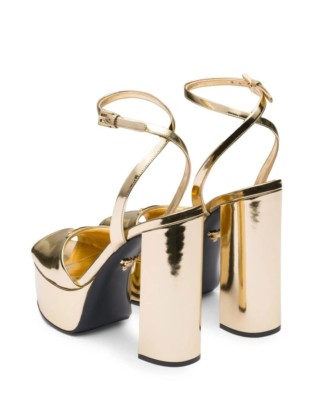Prada - Gold Tone Plateau Platform Sandals