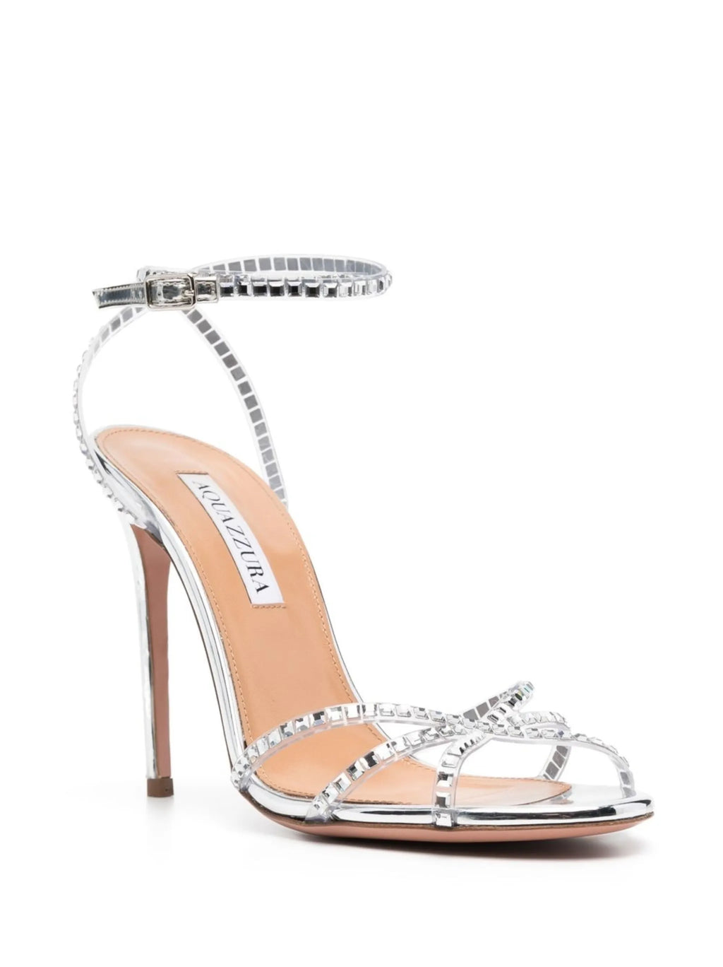 Aquazzura - Dance Plexi 105mm Metallic Leather Sandals