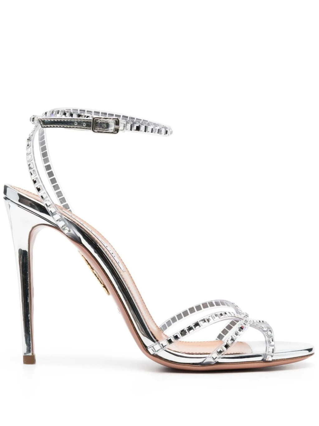 Aquazzura - Dance Plexi 105mm Metallic Leather Sandals