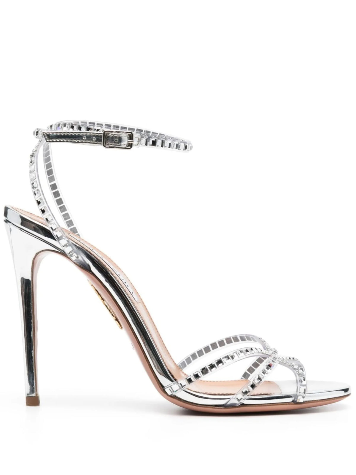 Aquazzura - Dance Plexi 105mm Metallic Leather Sandals