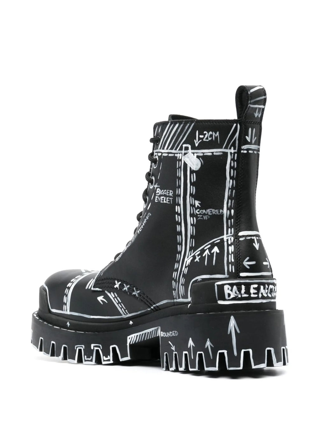 Balenciaga - Graphic-print Leather Combat Boots