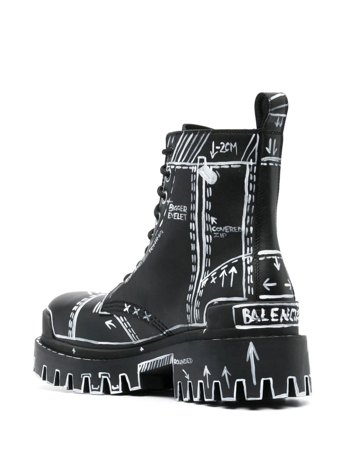 Balenciaga - Graphic-print Leather Combat Boots