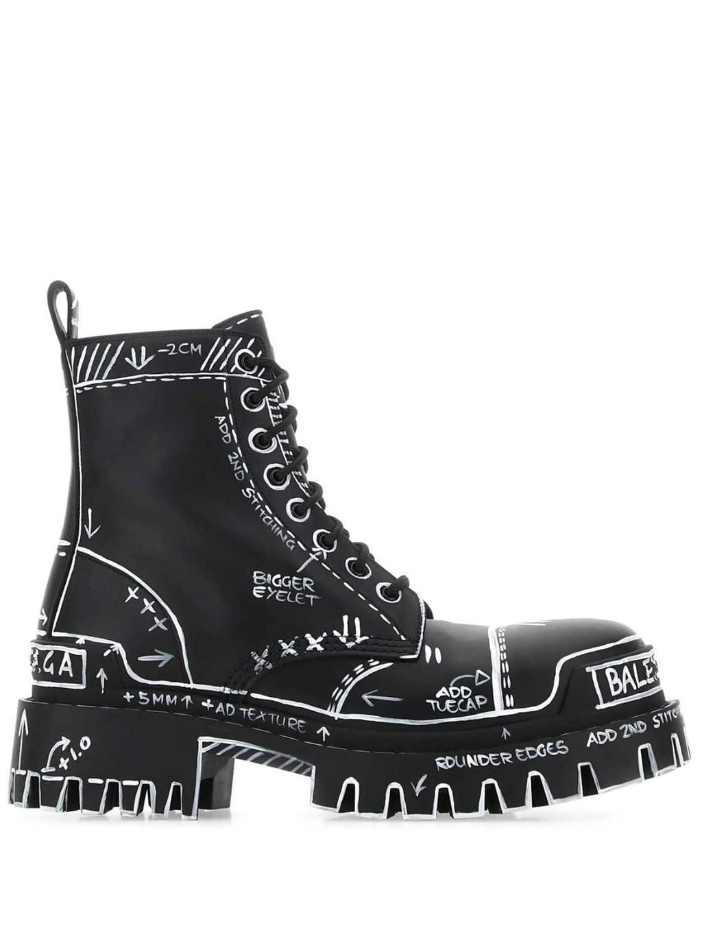 Balenciaga - Graphic-print Leather Combat Boots