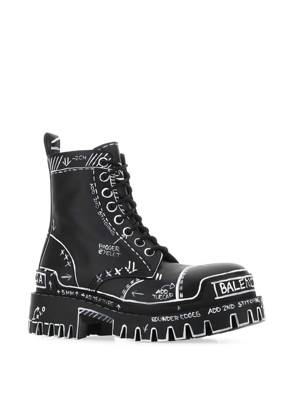 Balenciaga - Graphic-print Leather Combat Boots