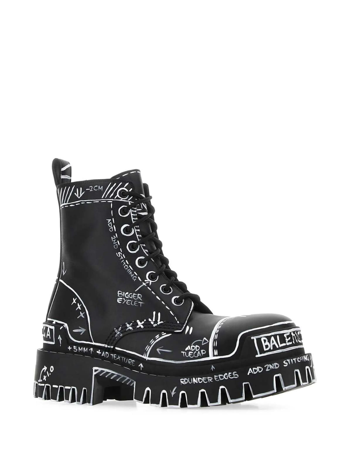 Balenciaga - Graphic-print Leather Combat Boots