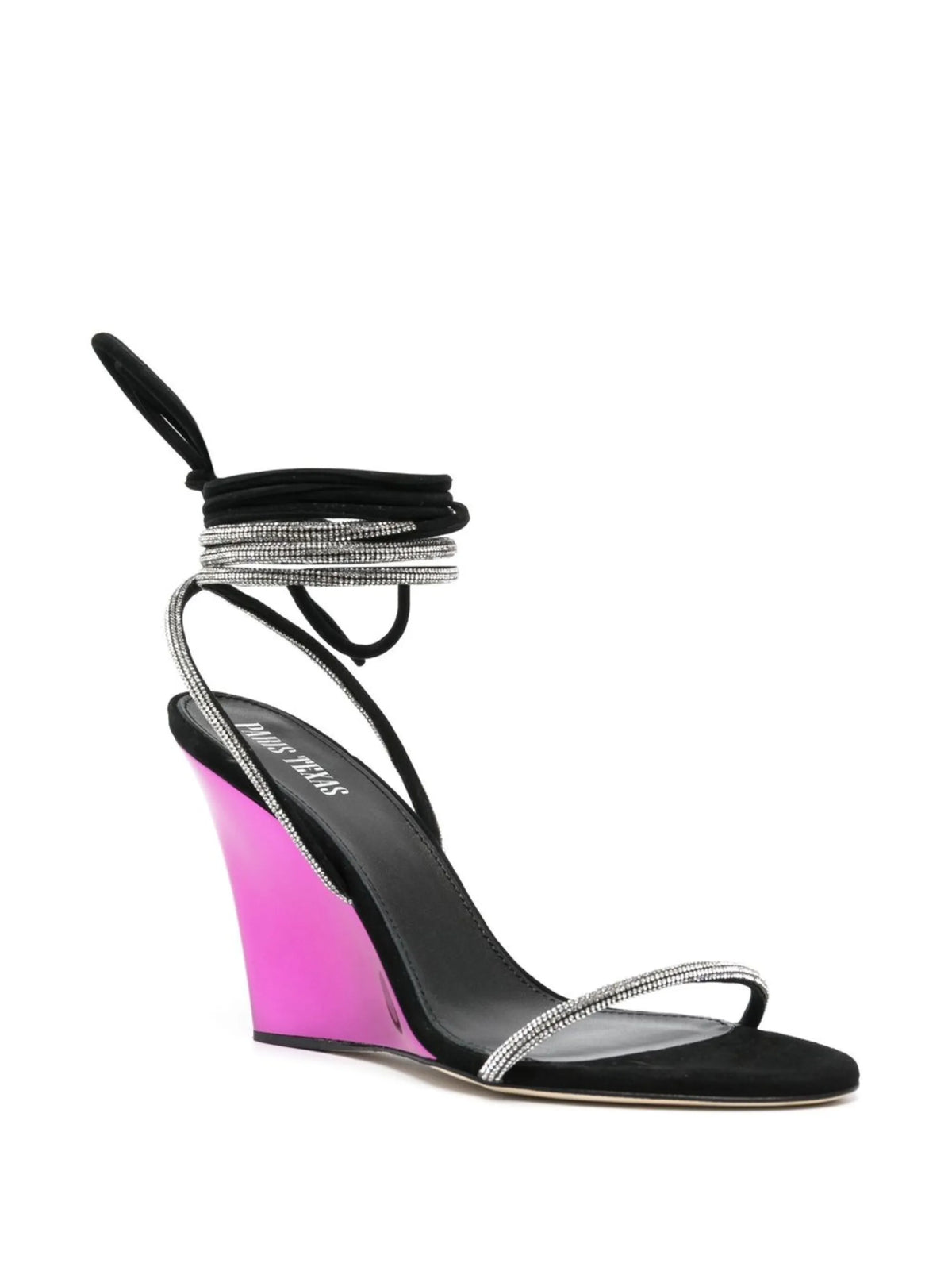 Paris Texas - Willow Crystal Ankle-Wrap Wedge Sandals