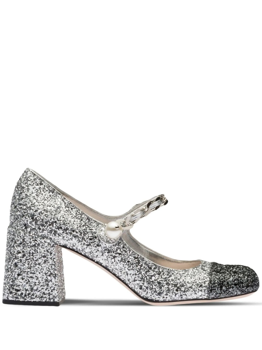 Miu Miu - 75mm Glitter Contrasting-toecap Pumps
