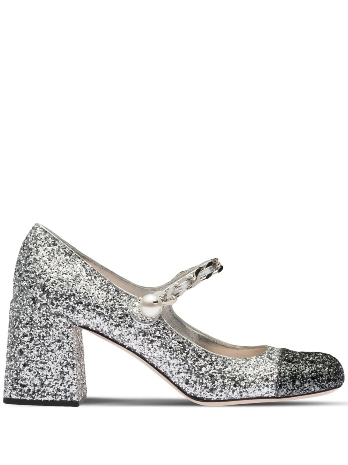 Miu Miu - 75mm Glitter Contrasting-toecap Pumps