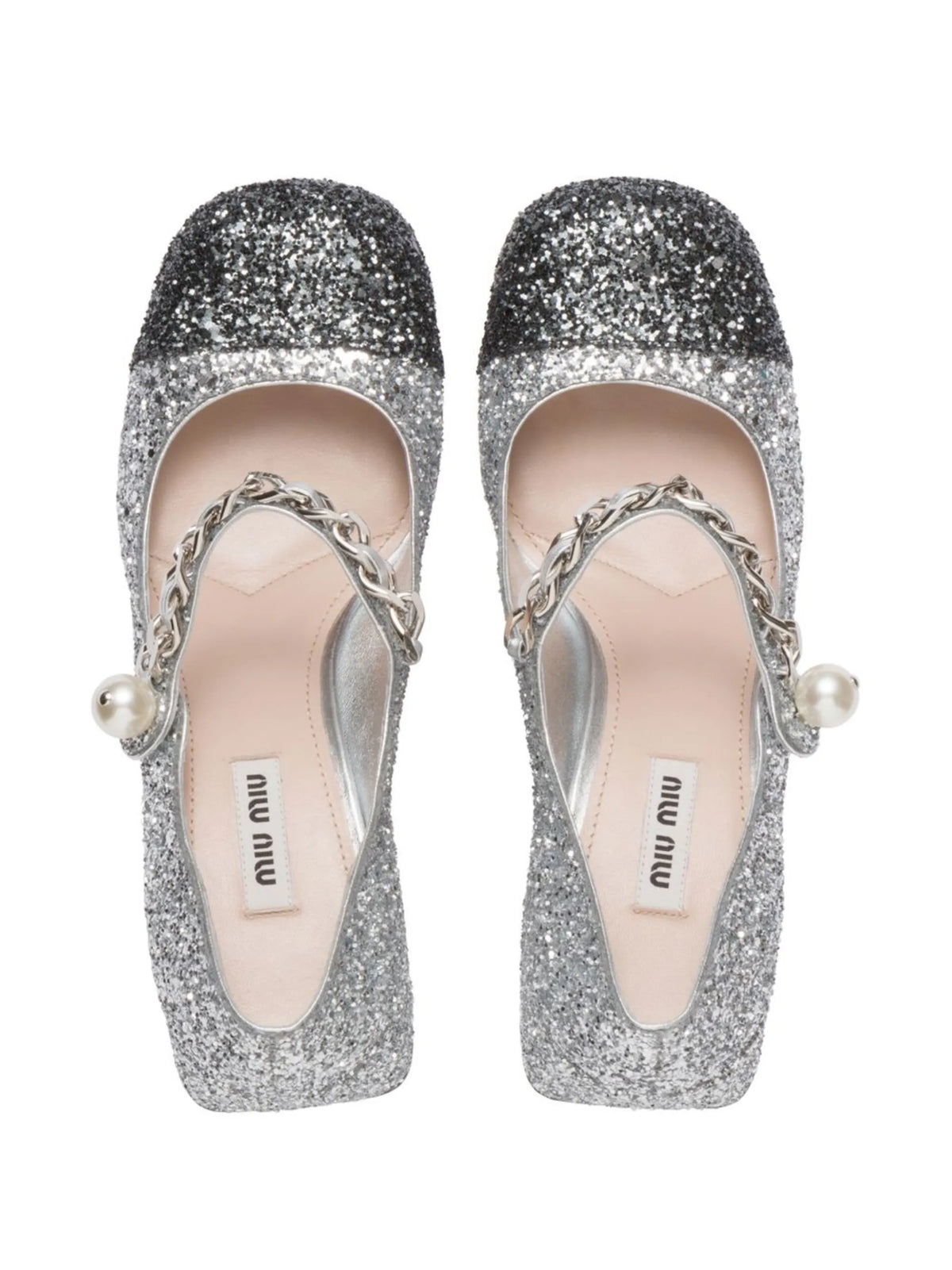 Miu Miu - 75mm Glitter Contrasting-toecap Pumps