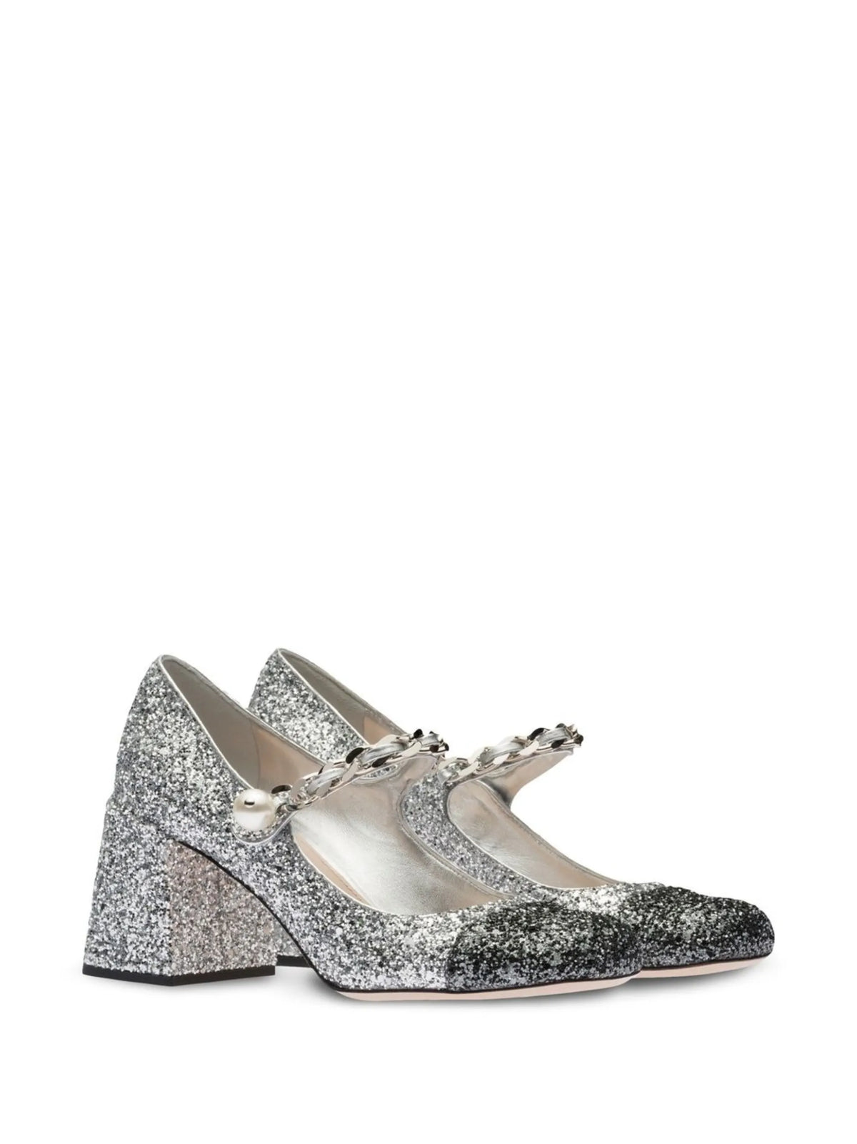 Miu Miu - 75mm Glitter Contrasting-toecap Pumps