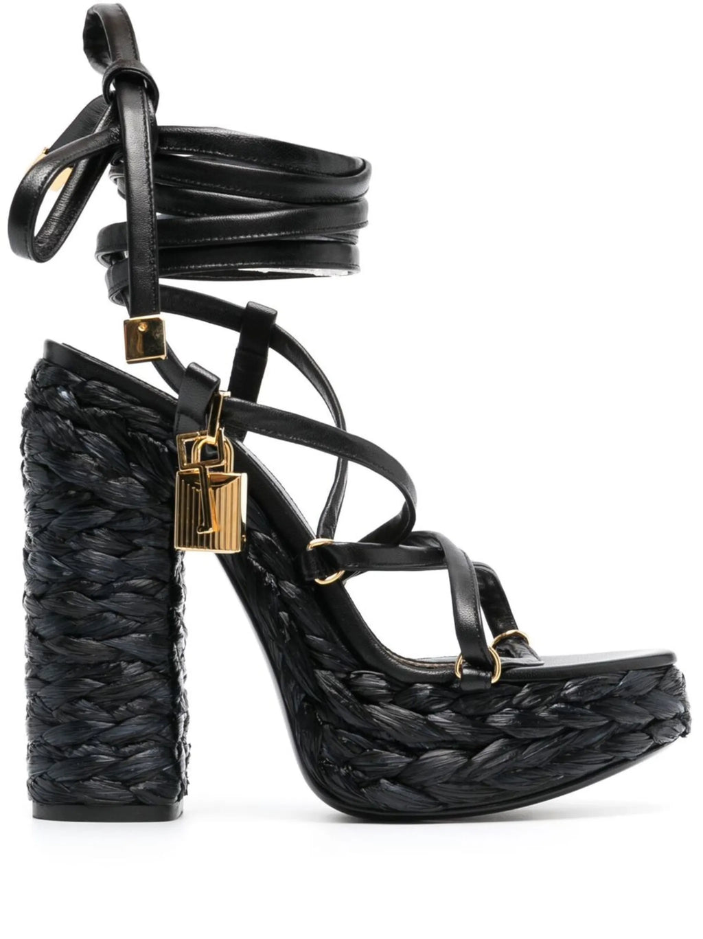 Tom Ford - Padlock 140mm Raffia Platform Sandals