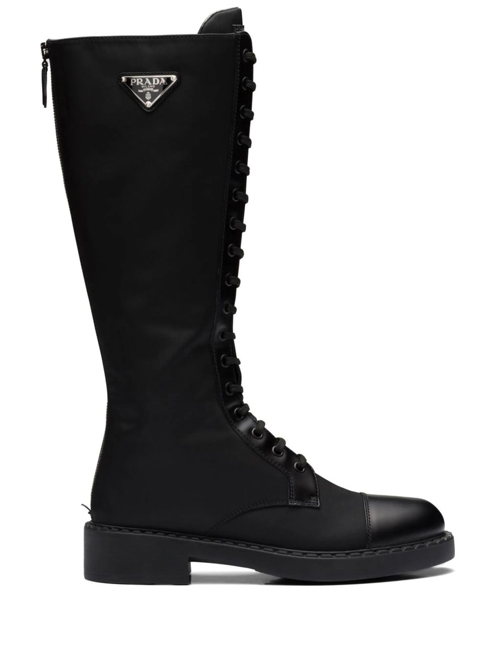 Prada - Brushed Leather Lace-up Boots