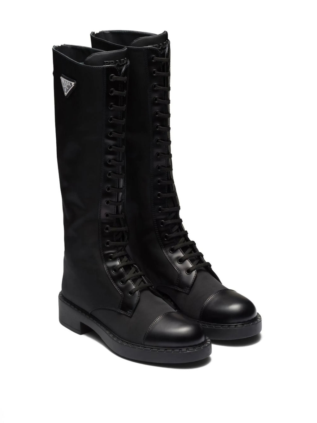 Prada - Brushed Leather Lace-up Boots