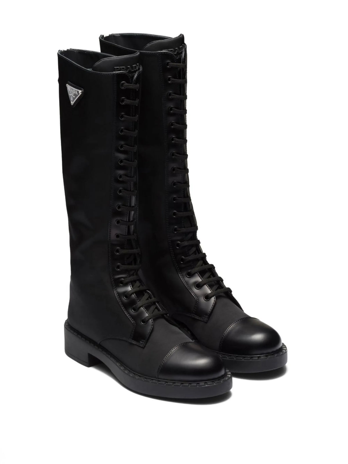 Prada - Brushed Leather Lace-up Boots