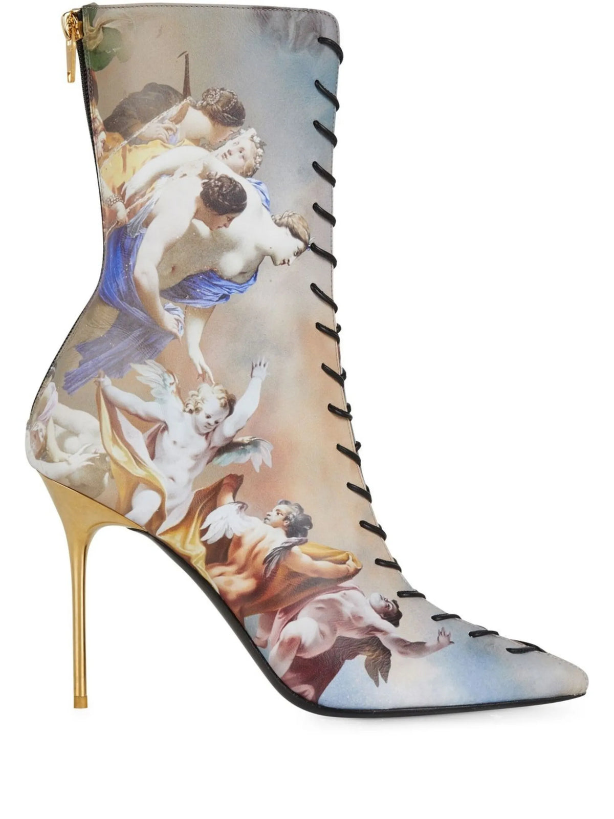 Balmain - Graphic-print Lace-up Ankle Boots