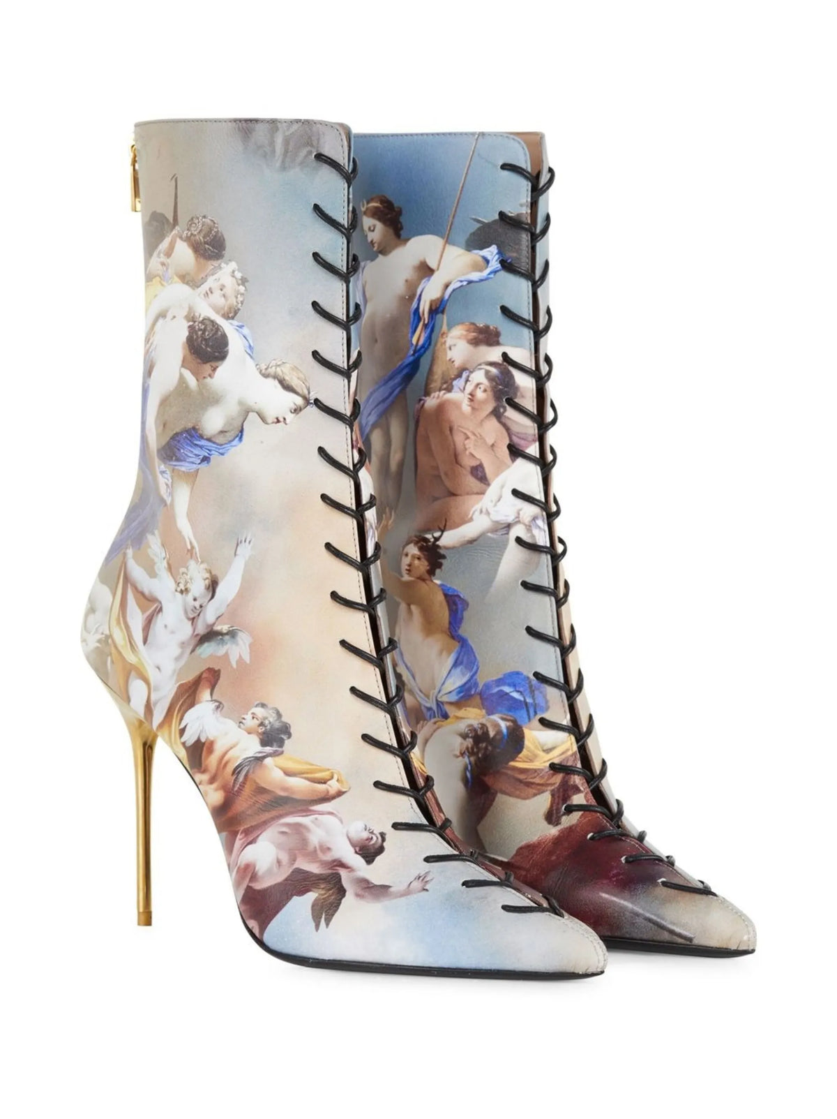 Balmain - Graphic-print Lace-up Ankle Boots