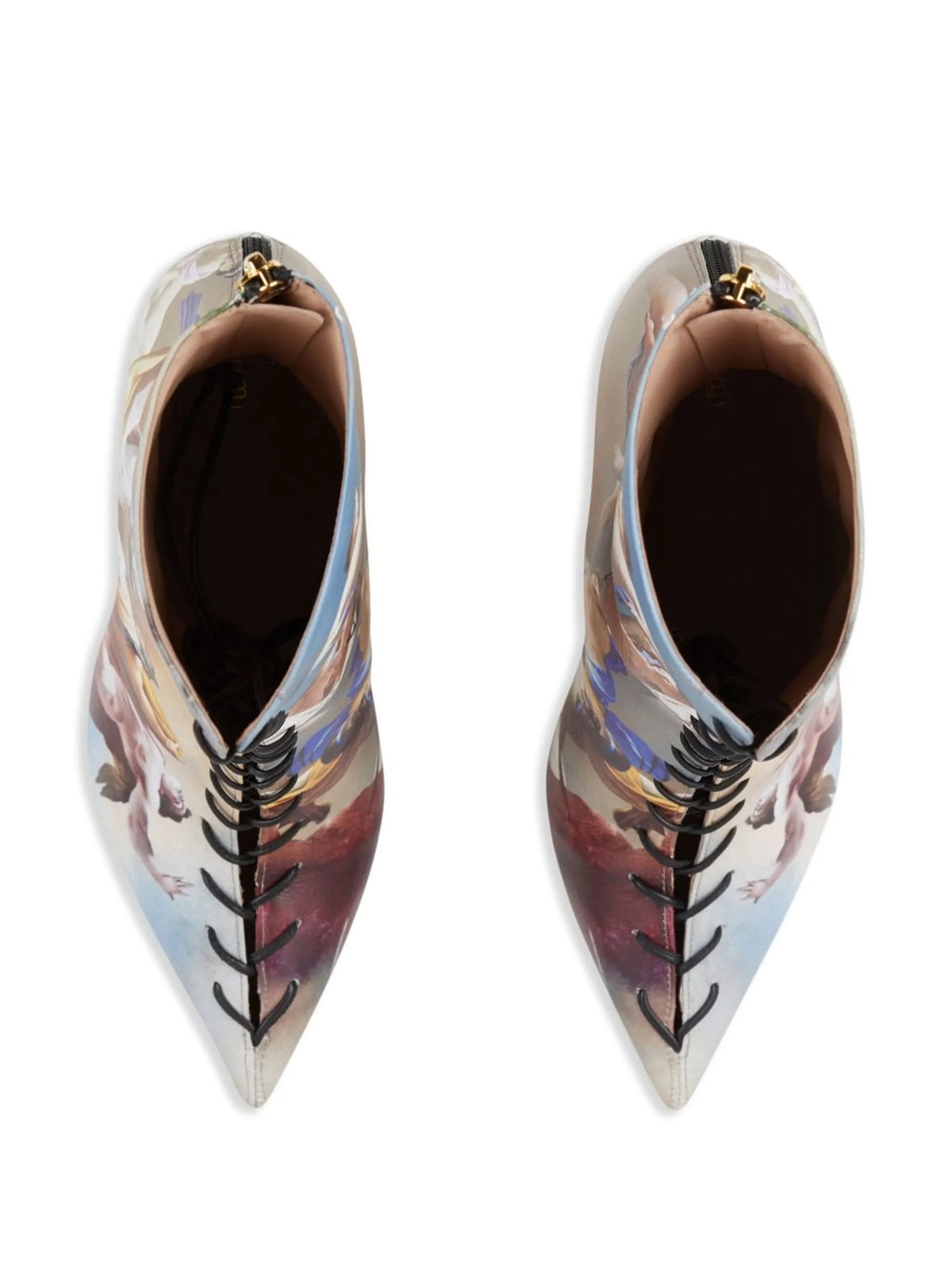 Balmain - Graphic-print Lace-up Ankle Boots