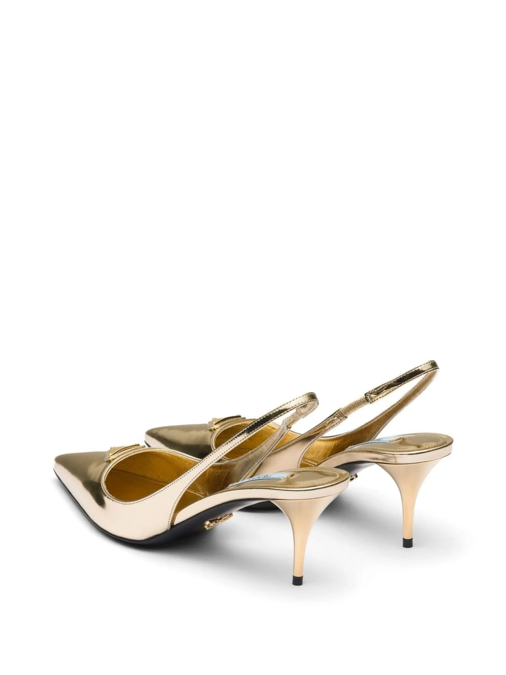 Prada - 65mm Metallic Slingback Leather Pumps