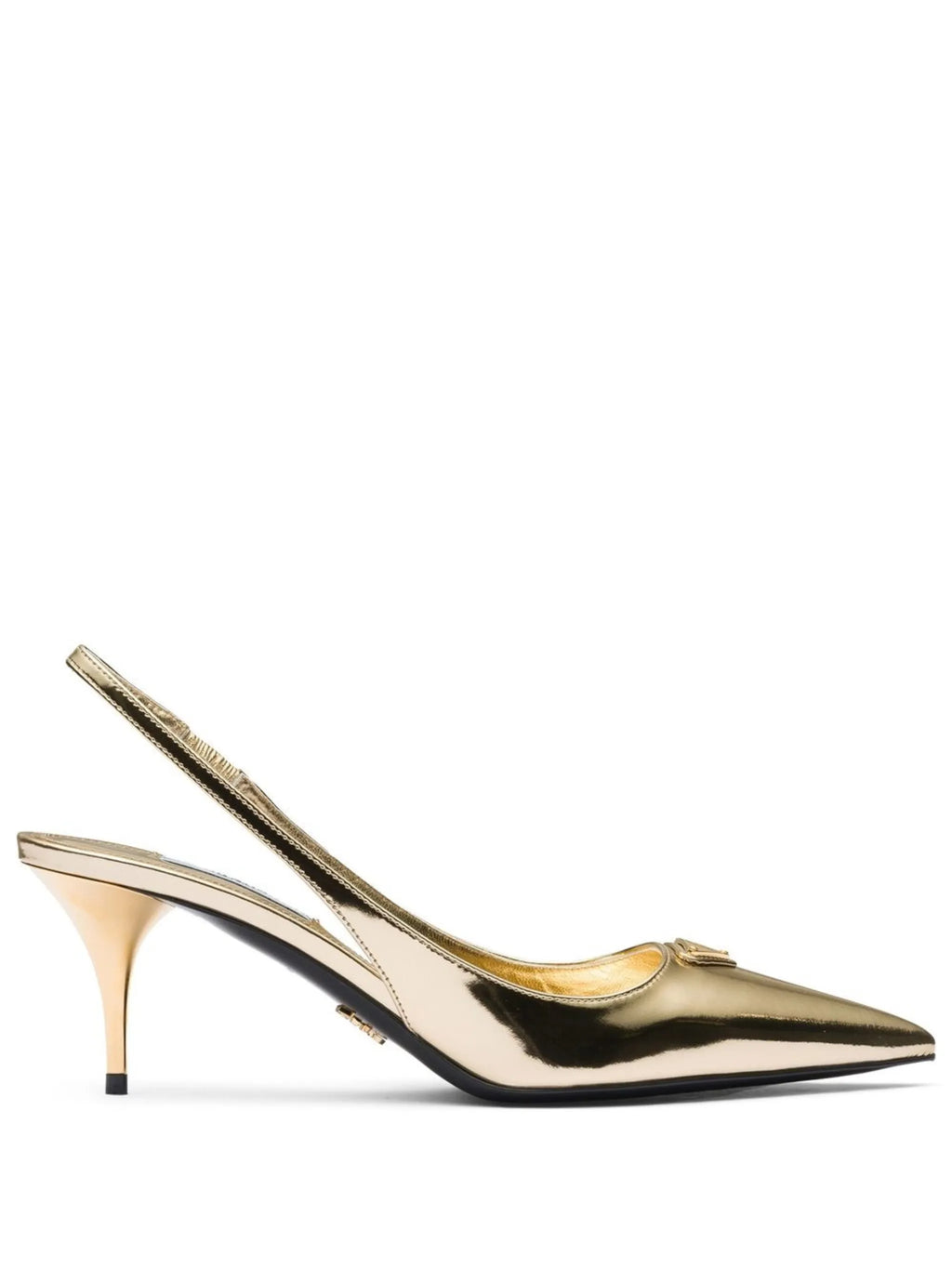 Prada - 65mm Metallic Slingback Leather Pumps