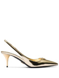 Prada - 65mm Metallic Slingback Leather Pumps