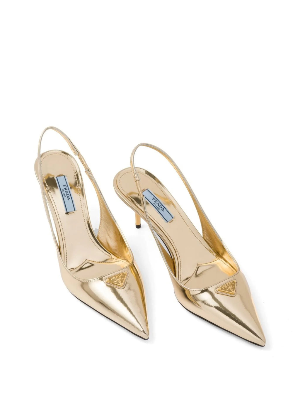 Prada - 65mm Metallic Slingback Leather Pumps