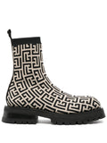 Balmain - Monogram-pattern Ankle Boots
