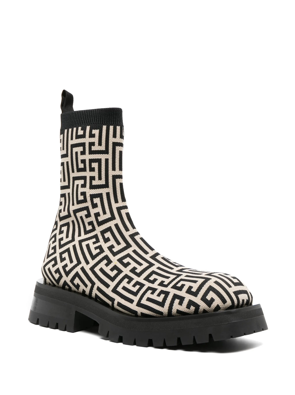 Balmain - Monogram-pattern Ankle Boots
