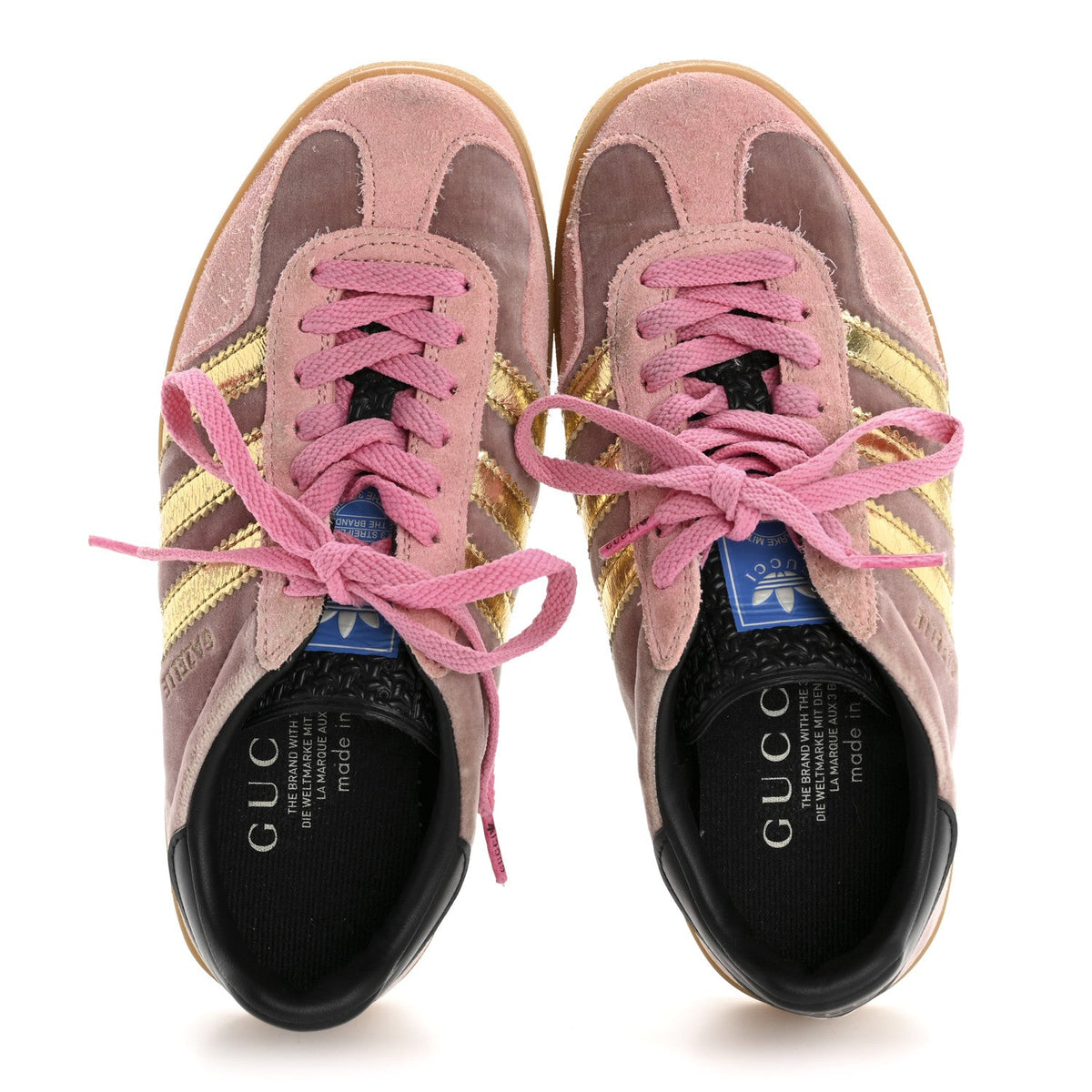 Gucci - X ADIDAS Softy Velvet Suede Madeira Demetra Gazelle Sneakers 4.5 Pink Gold