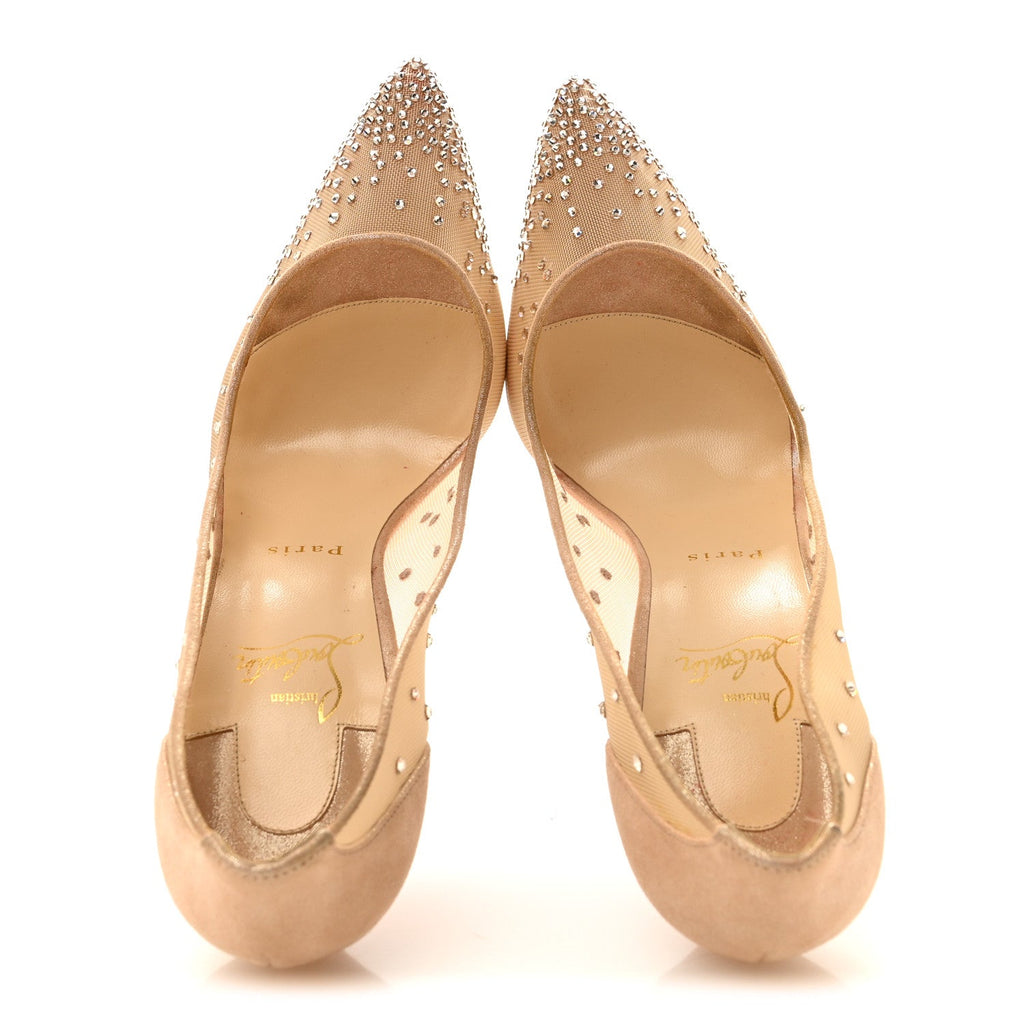 Christian Louboutin - Suede Lame Crystal Strass Follies 100 Pumps