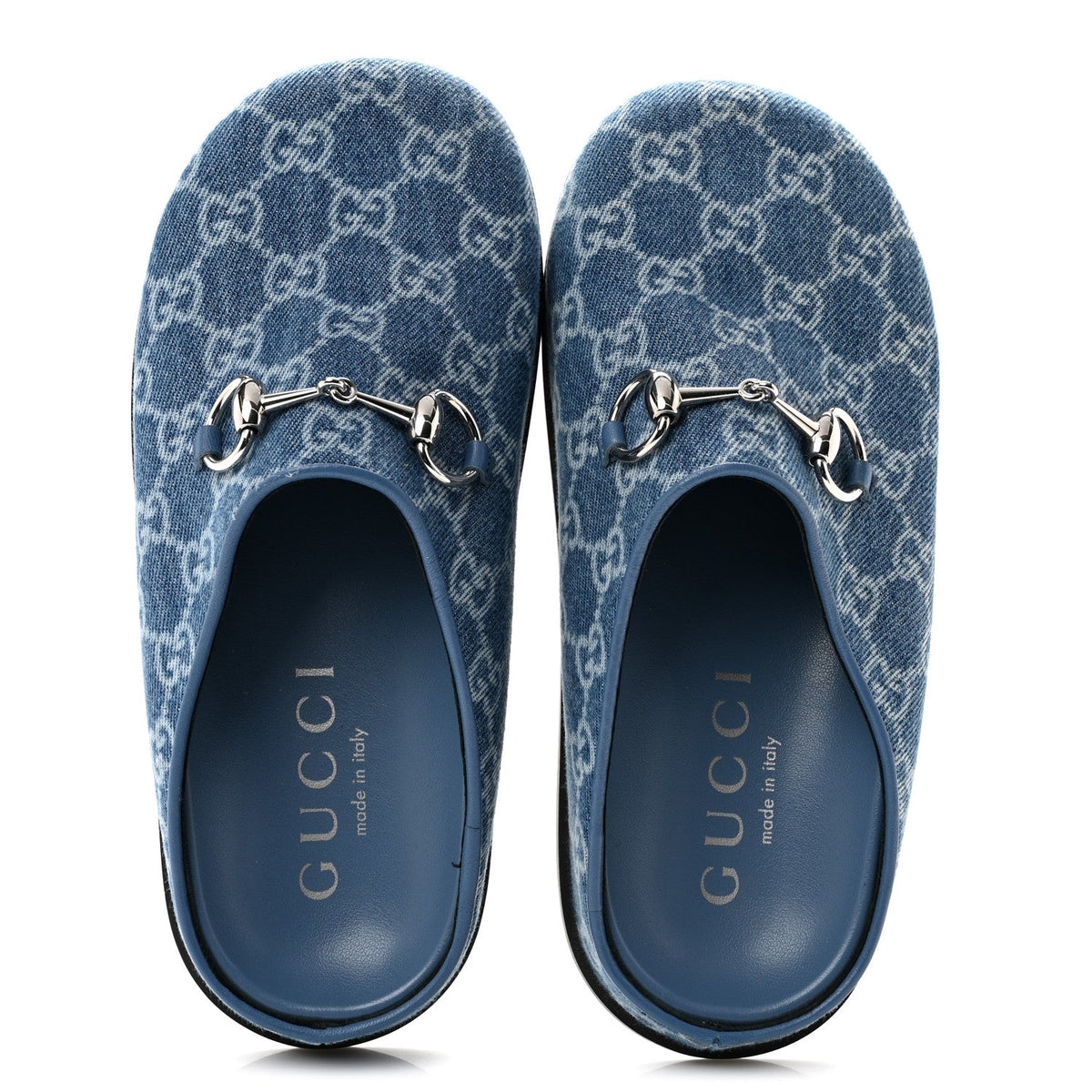 Gucci - New Denim GG Monogram Granada Kid Horsebit Mules