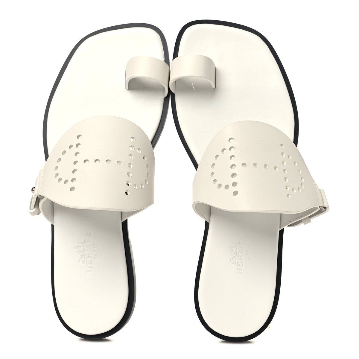 Hermès - Calfskin Perforated Hera Sandals