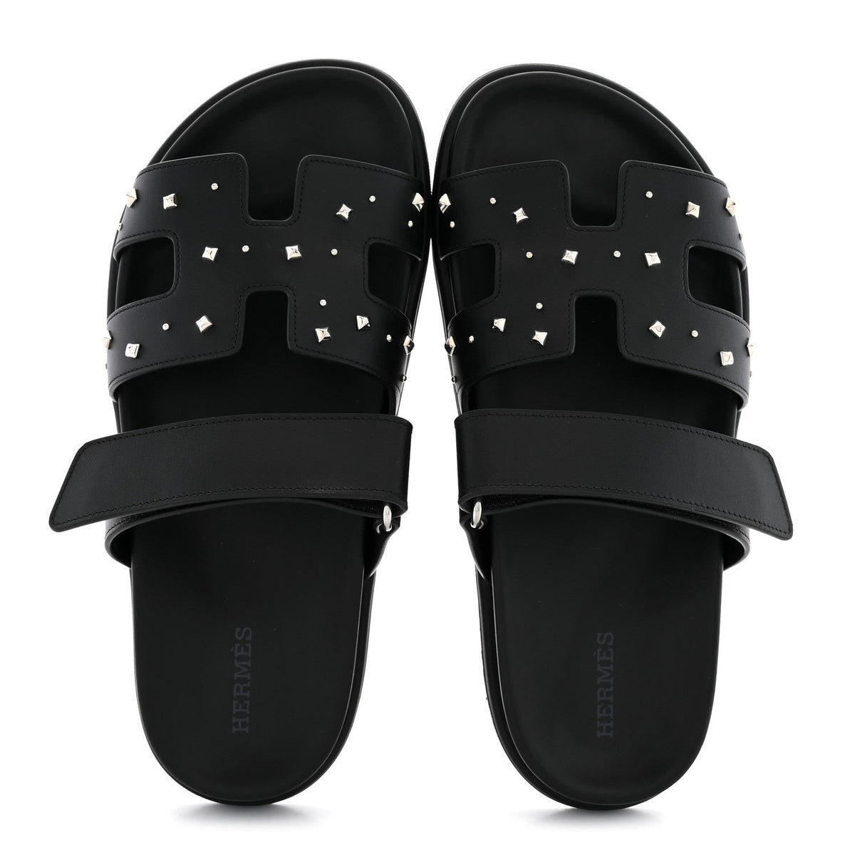 Hermès - Calfskin Medor Studded Chypre Sandals
