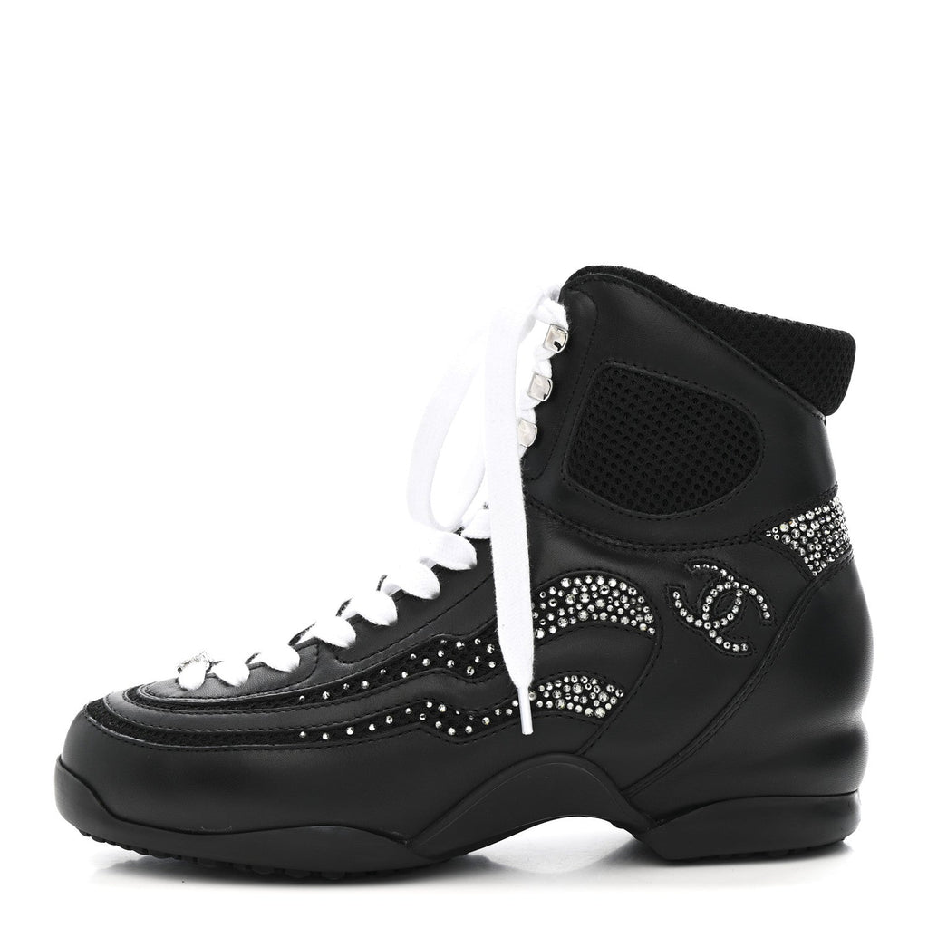 Chanel - Calfskin Mesh Strass CC Sneakers