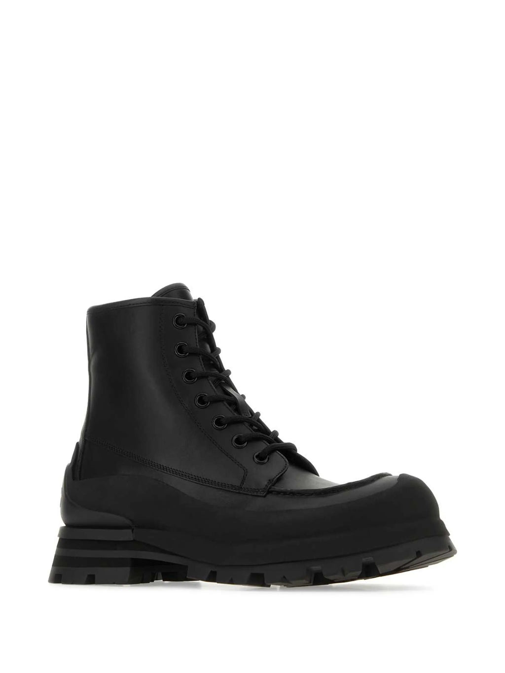 Alexander McQueen - Logo-embossed Leather Combat Boots